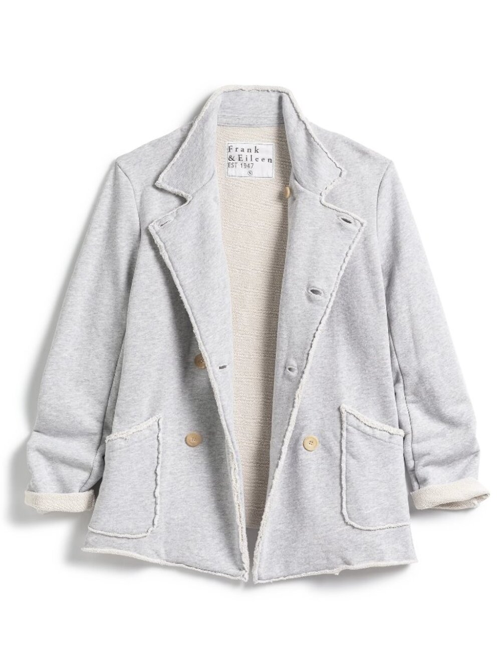 NEW! Frank & Eileen Belfast Triple Fleece Double Breasted Sweatshirt Peacoat L